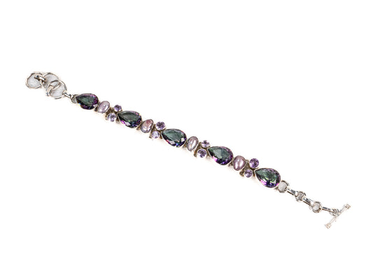 Bratara din Argint 925 - cu Topaz, Perla Violet - Reglabila - 200mm x 10mm - Violet #1