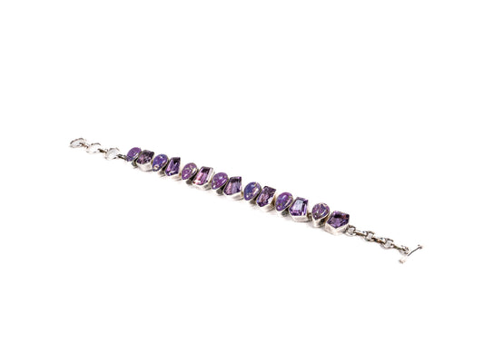 Bratara din Argint 925 - cu Turcoaz Violet - Reglabila - 200mm x 10mm - Violet