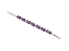 Bratara din Argint 925 - cu Turcoaz Violet - Reglabila - 200mm x 10mm - Violet