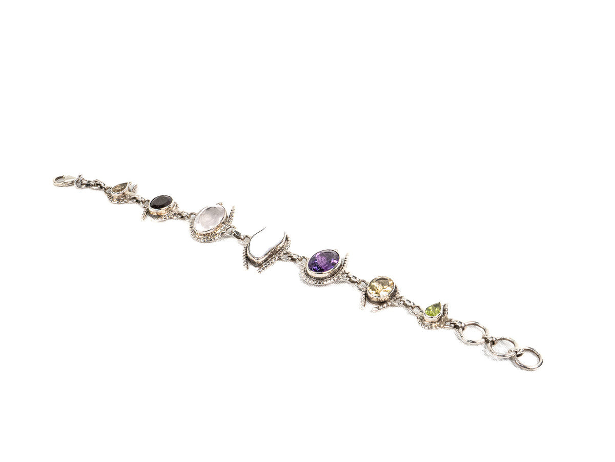 Bratara din Argint 925 - cu Citrin, Perla Sidefata - Reglabila - 200mm x 15mm - Multicolor