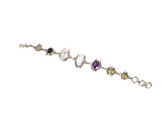 Bratara din Argint 925 - cu Citrin, Perla Sidefata - Reglabila - 200mm x 15mm - Multicolor