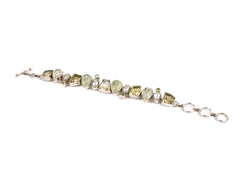 Bratara din Argint 925 - cu Aventurin, Peridot, Perla Sidefata - Reglabila - 200mm x 15mm - Verde