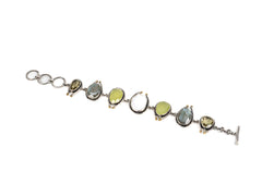 Bratara din Argint 925 - cu Labradorit, Perla Sidefata, Agat - Reglabila - 200mm x 20mm - Alb