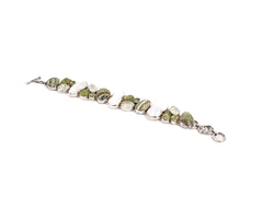 Bratara din Argint 925 - cu Serafinit, Peridot - Reglabila - 210mm x 20mm - Alb
