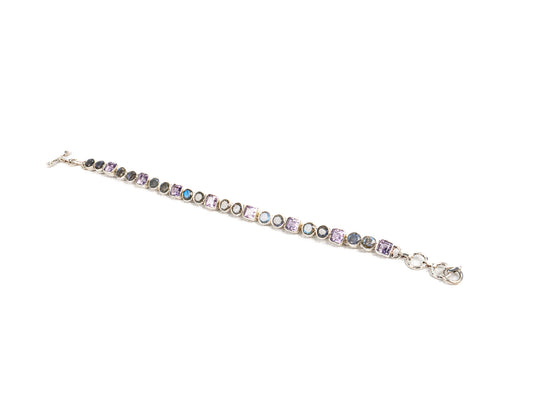 Bratara din Argint 925 - cu Labradorit - Reglabila - 200mm x 10mm - Violet #2