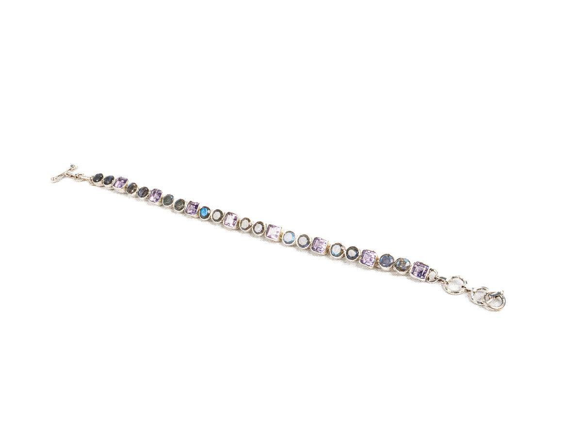 Bratara din Argint 925 - cu Labradorit - Reglabila - 200mm x 10mm - Violet #2