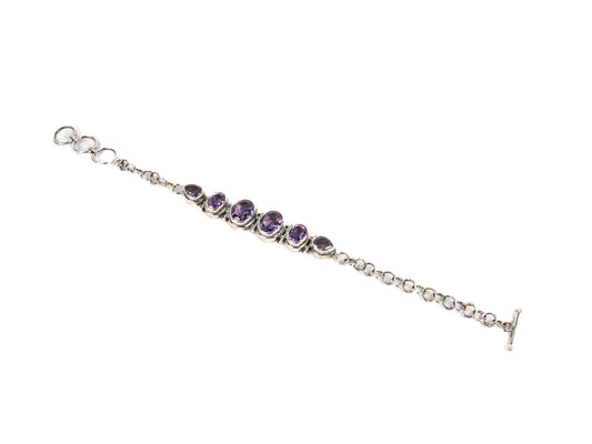 Bratara din Argint 925 - cu Ametist - Reglabila - 200mm x 10mm - Violet