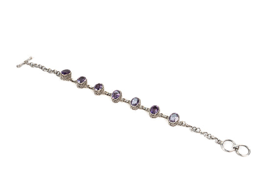 Bratara din Argint 925 - cu Ametist - Reglabila - 210mm x 10mm - Violet