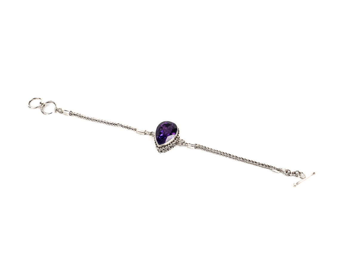 Bratara din Argint 925 - cu Ametist - Reglabila - 180mm x 15mm - Violet