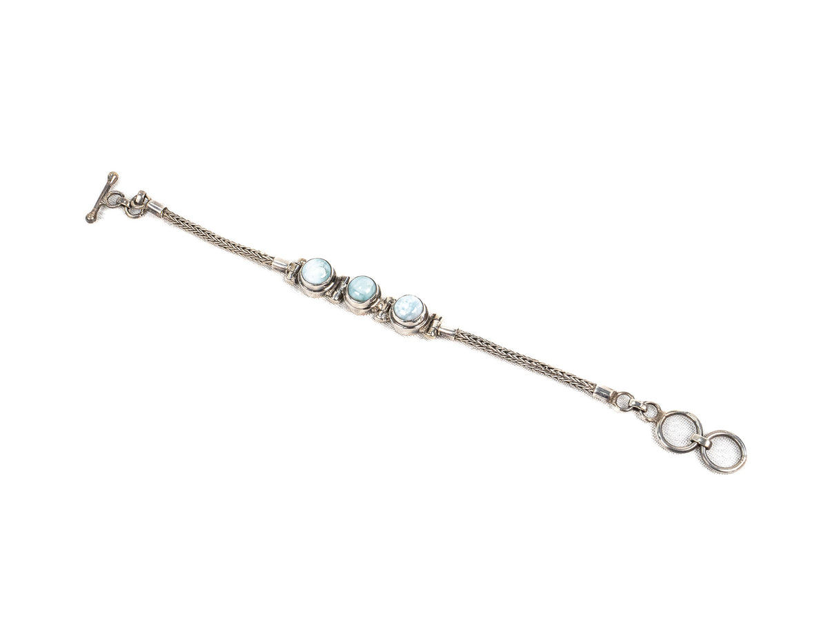 Bratara din Argint 925 - cu Larimar - Reglabila - 190mm x 10mm - Bleu