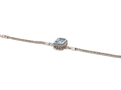 Bratara din Argint 925 - cu Topaz - Reglabila - 190mm x 10mm - Bleu