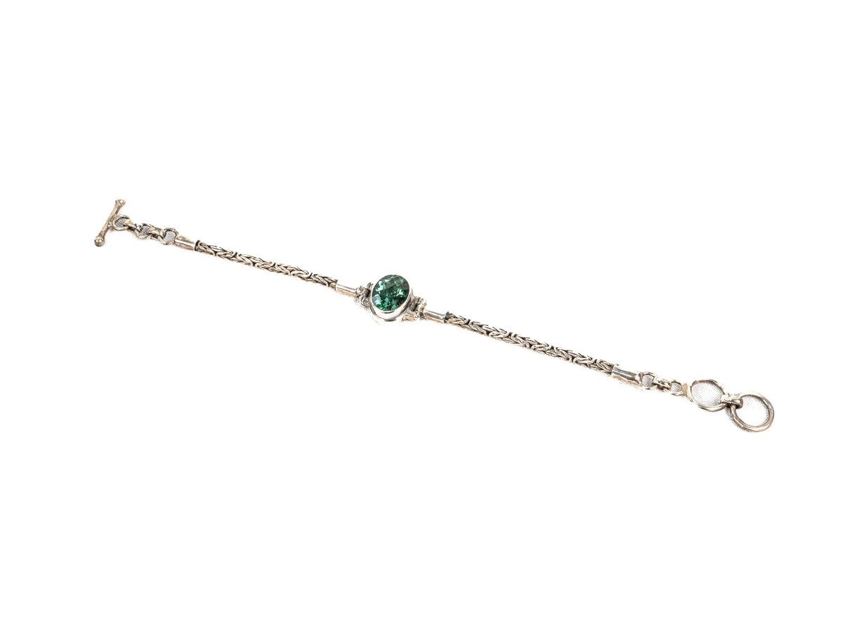 Bratara din Argint 925 - cu Smarald - Reglabila - 190mm x 10mm - Verde