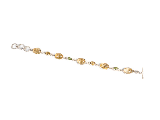 Bratara din Argint 925 - cu Citrin - Reglabila - 210mm x 10mm - Auriu