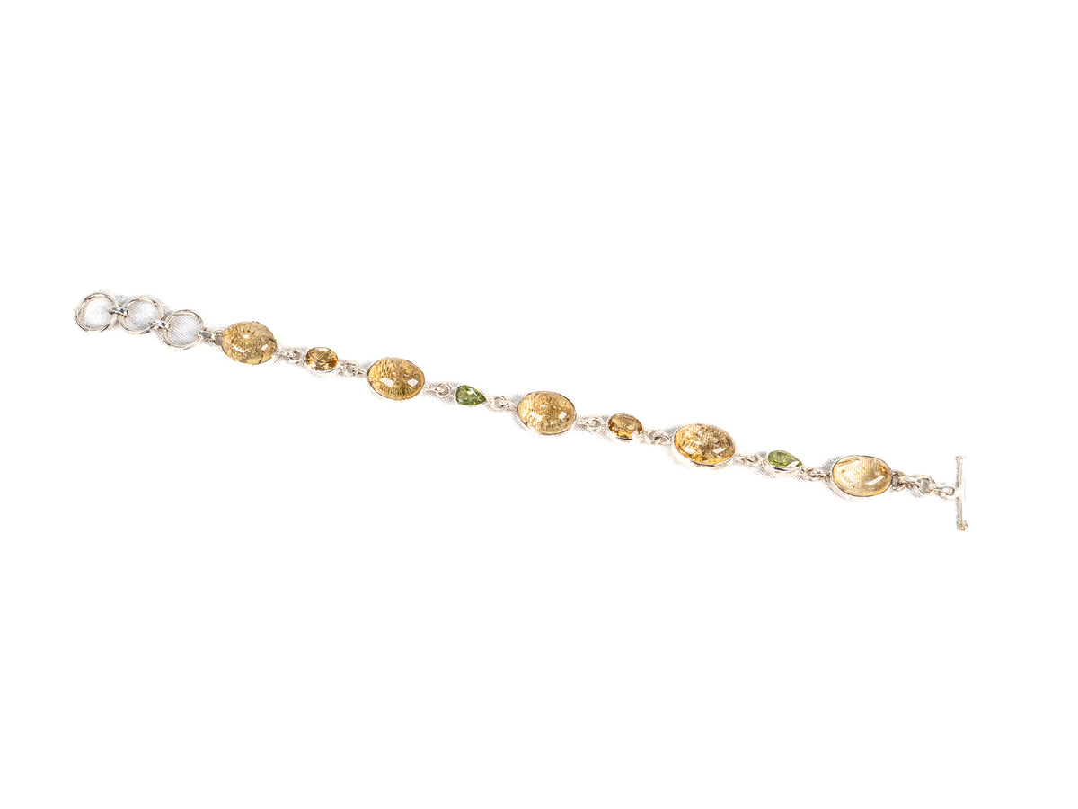 Bratara din Argint 925 - cu Citrin - Reglabila - 210mm x 10mm - Auriu