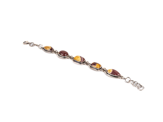 Bratara din Argint 925 - cu Jasp mookaite - Reglabila - 200mm x 15mm - Maro