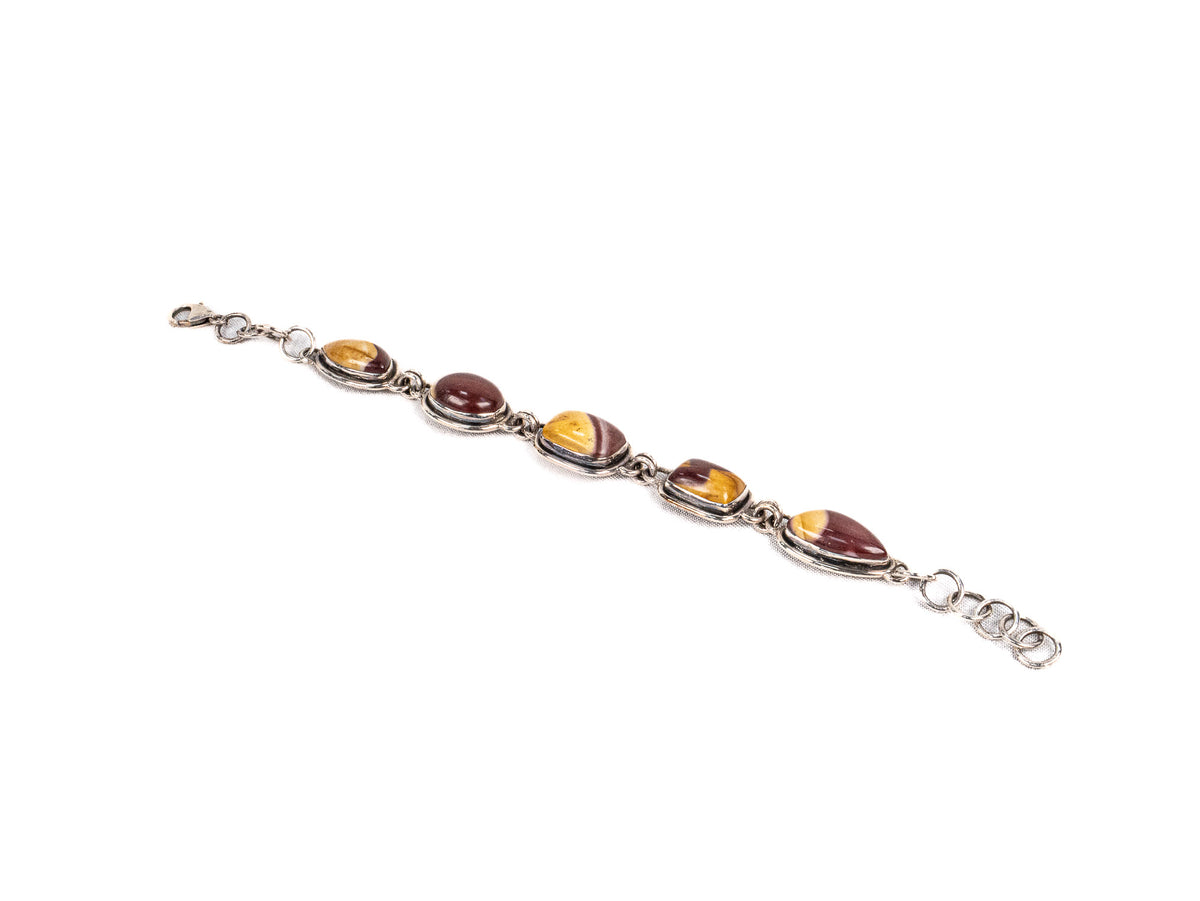 Bratara din Argint 925 - cu Jasp mookaite - Reglabila - 200mm x 15mm - Maro