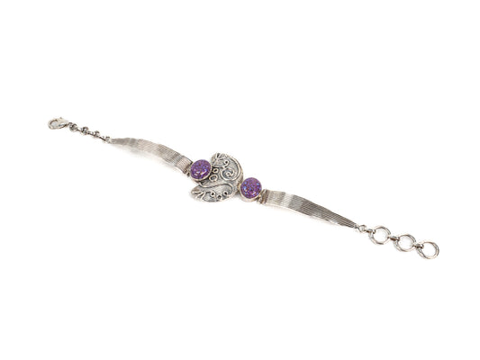 Bratara din Argint 925 - cu Turcoaz - Reglabila - 210mm x 10mm - Violet