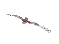 Bratara din Argint 925 - cu Coral - Reglabila - 190mm x 30mm - Roșu