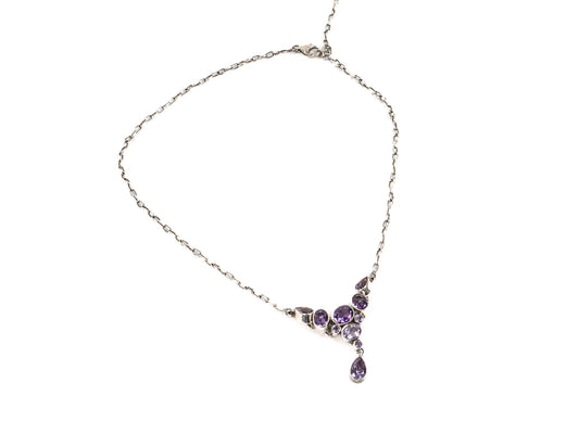 Lantisor din Argint 925 - cu Ametist - Reglabila - 550mm x 30mm - Violet