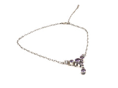 Lantisor din Argint 925 - cu Ametist - Reglabila - 550mm x 30mm - Violet