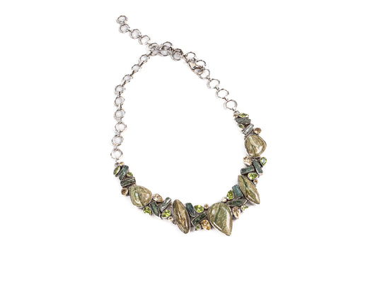 Lantisor din Argint 925 - cu Serafinit, Peridot, Citrin - Fixa - 500mm x 25mm - Verde