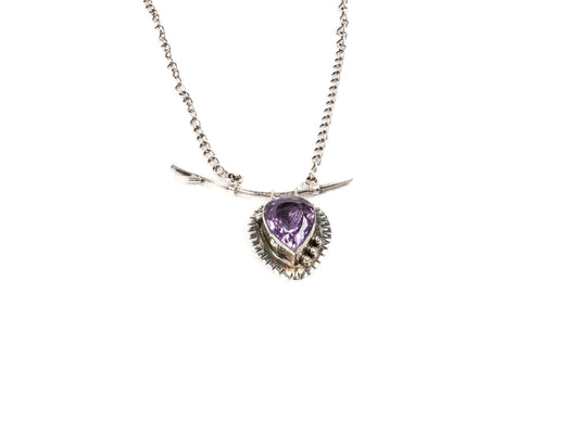 Lantisor din Argint 925 - cu Ametist - Reglabila - 550mm x 20mm - Violet