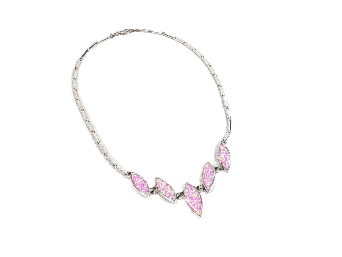 Lantisor din Argint 925 - cu Opal - Fixa - 400mm x 30mm - Portocaliu