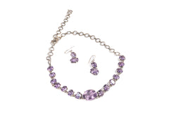 Set Bijuterii din Argint 925 - Cercei, Lant - Ametist - Violet
