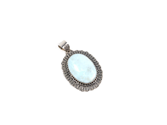 Pandantiv din Argint 925 cu Larimar Bleu - 40mm x 30mm