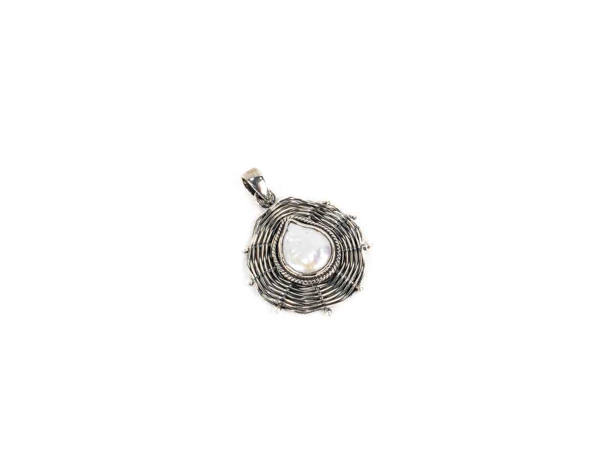 Pandantiv din Argint 925 cu Perle Alb - 30mm x 30mm