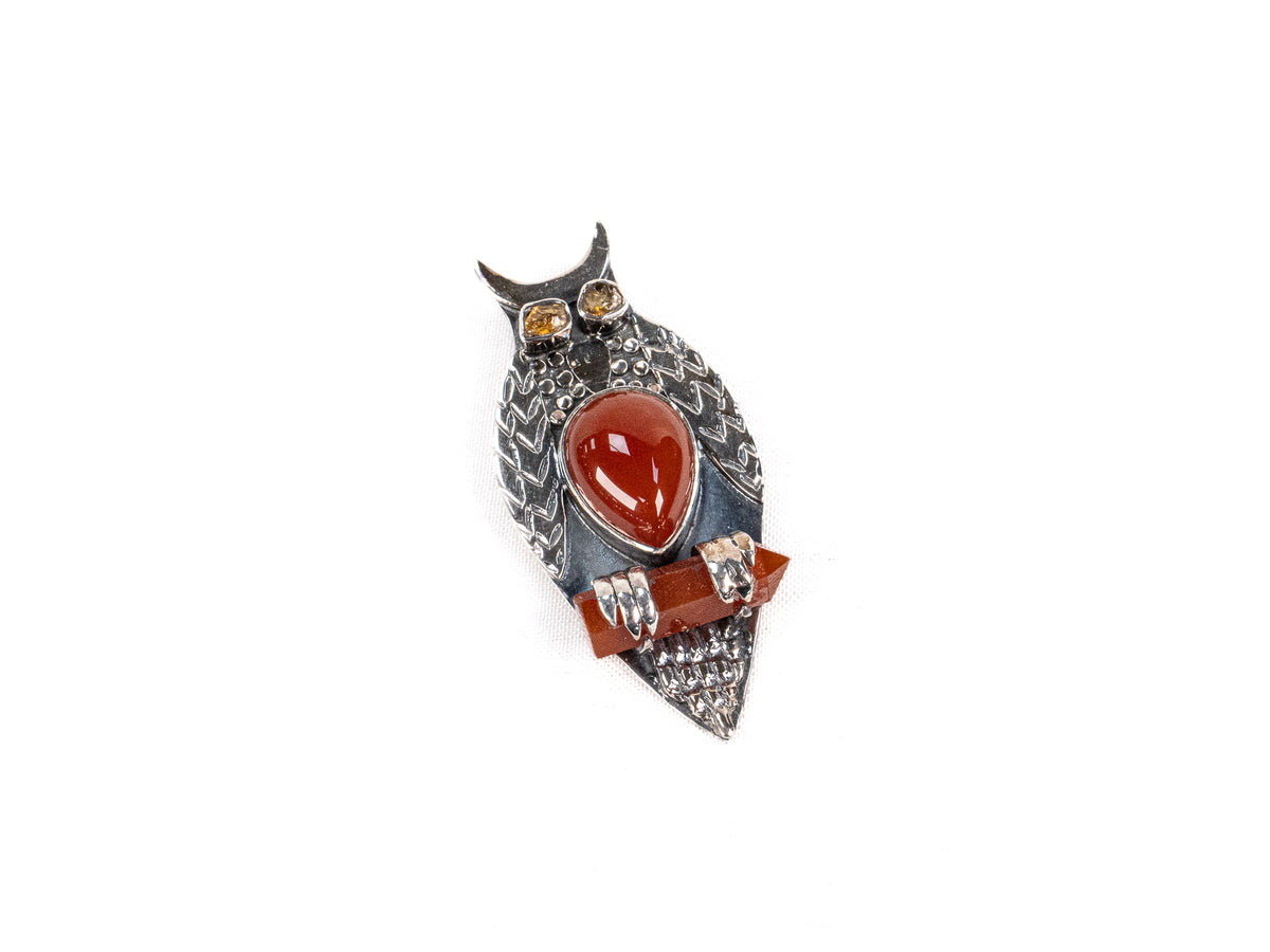 Pandantiv din Argint 925 cu Citrin si Carneol Auriu - 50mm x 25mm