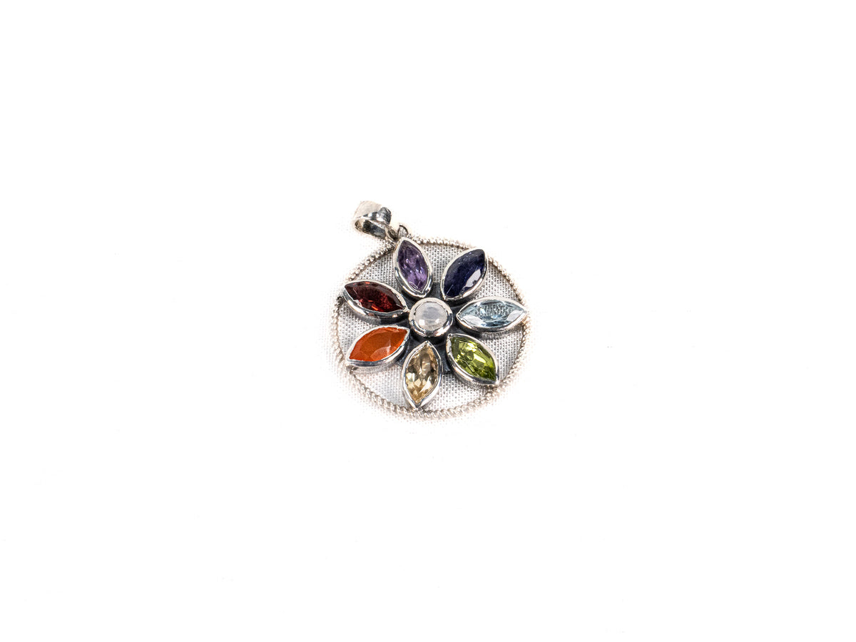Pandantiv din Argint 925 cu Peridot, Citrin, Aquamarine Multicolor #1 - 25mm x 25mm