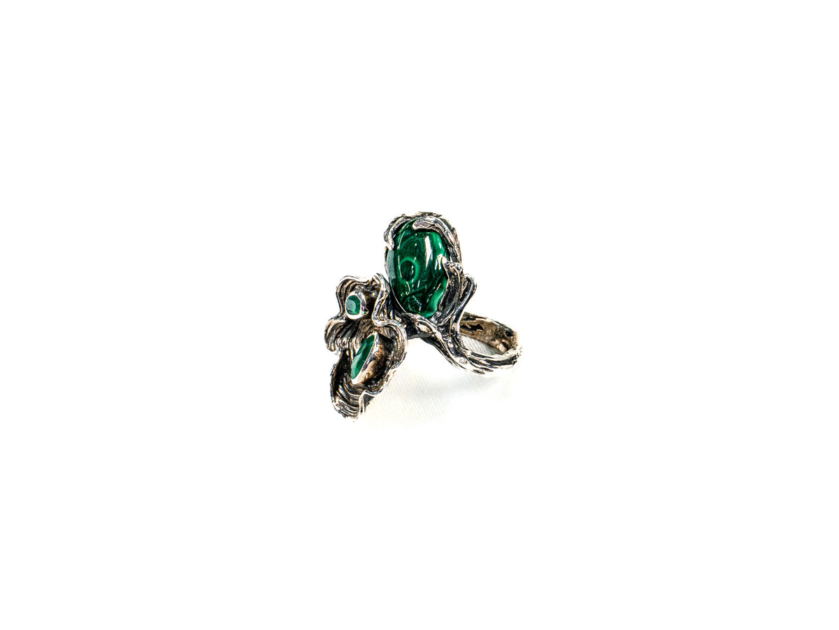 Inel din Argint 925 cu Malachit Verde - Marime 9
