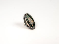 Inel din Argint 925 cu Serafinit Verde-Auriu - Marime 9