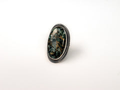 Inel din Argint 925 cu Serafinit Verde-Auriu - Marime 9