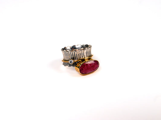 Inel din Argint 925 cu Rubin Rosu - Marime 7.5