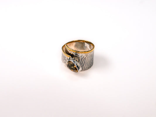 Inel din Argint 925 cu Citrin Portocaliu - Marime 9 Reglabil