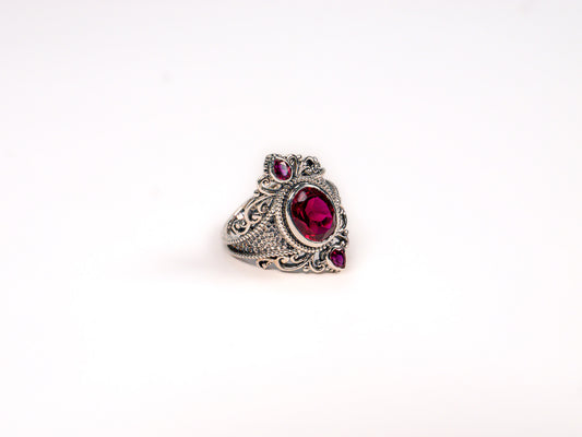 Inel din Argint 925 cu Rubin Rosu - Marime 9