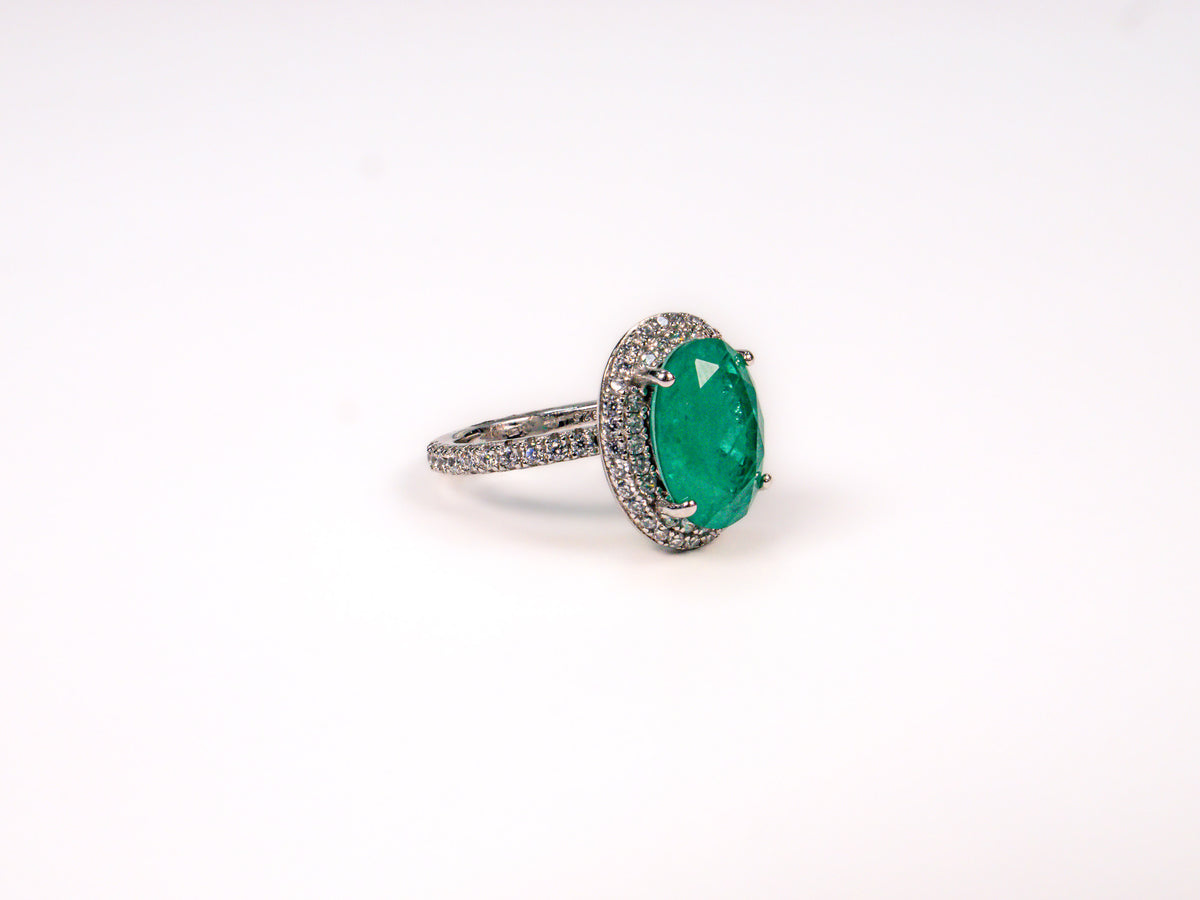Inel din Argint 925 cu Zirconia Verde #2 - Marime 7
