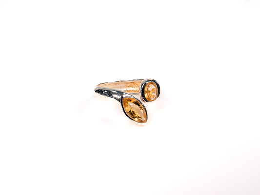 Inel din Argint 925 cu Citrin - Marime 10 Reglabil