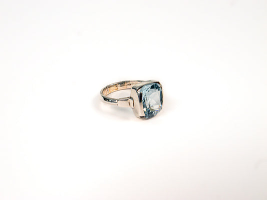 Inel din Argint 925 cu Aquamarin Albastru - Marime 8.5