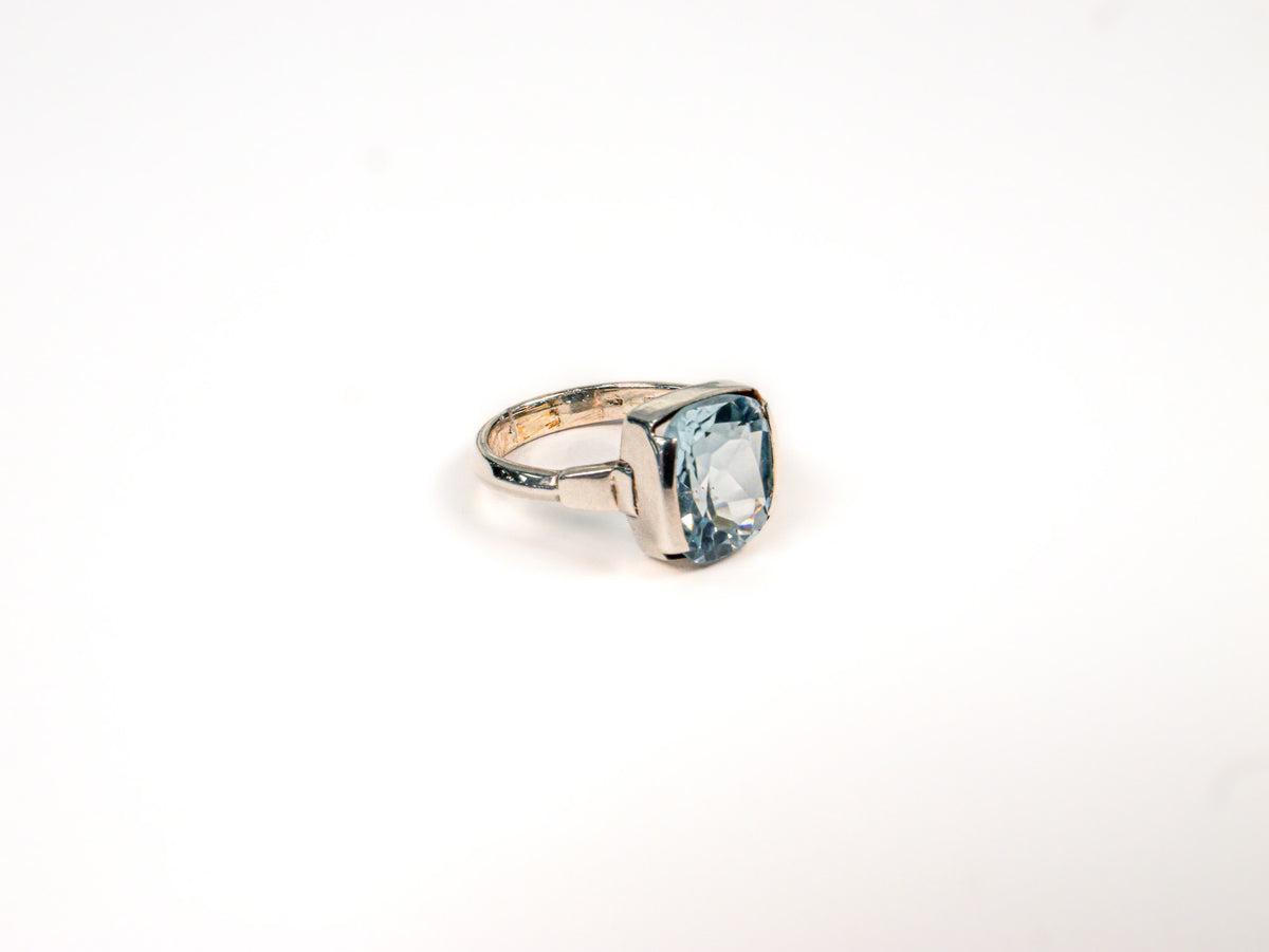 Inel din Argint 925 cu Aquamarin Albastru - Marime 8.5