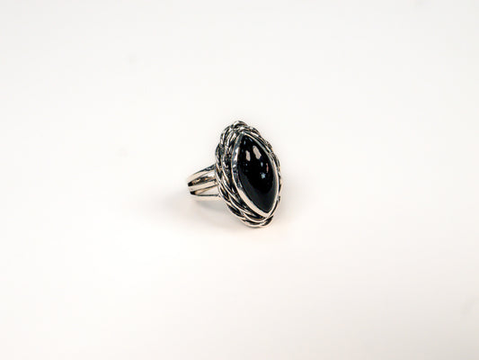 Inel din Argint 925 cu Onix Negru #2 - Marime 7