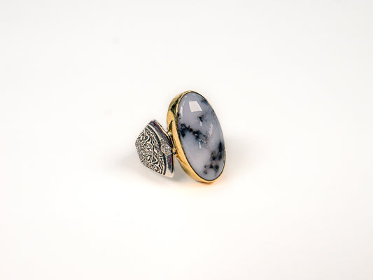 Inel din Argint 925 cu Piatra Laptos Alb - Marime 9