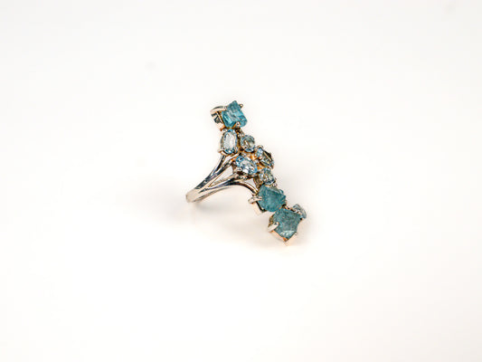 Inel din Argint 925 cu Acvamarin Albastru - Marime 9