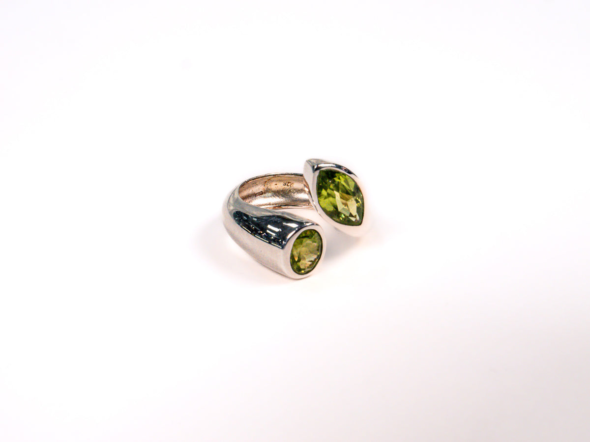 Inel din Argint 925 cu Peridot Verde - Marime 8 Reglabil