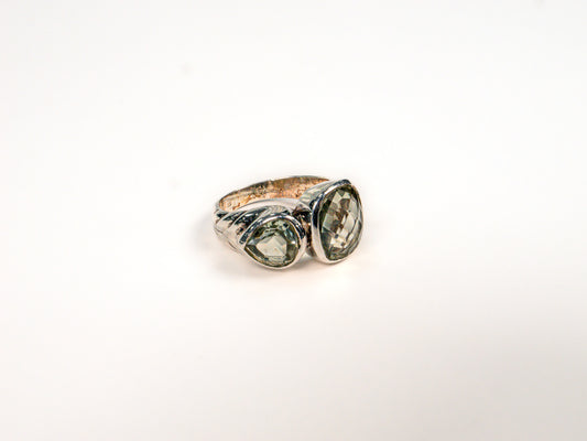 Inel din Argint 925 cu Ametist Verde #3 - Marime 8