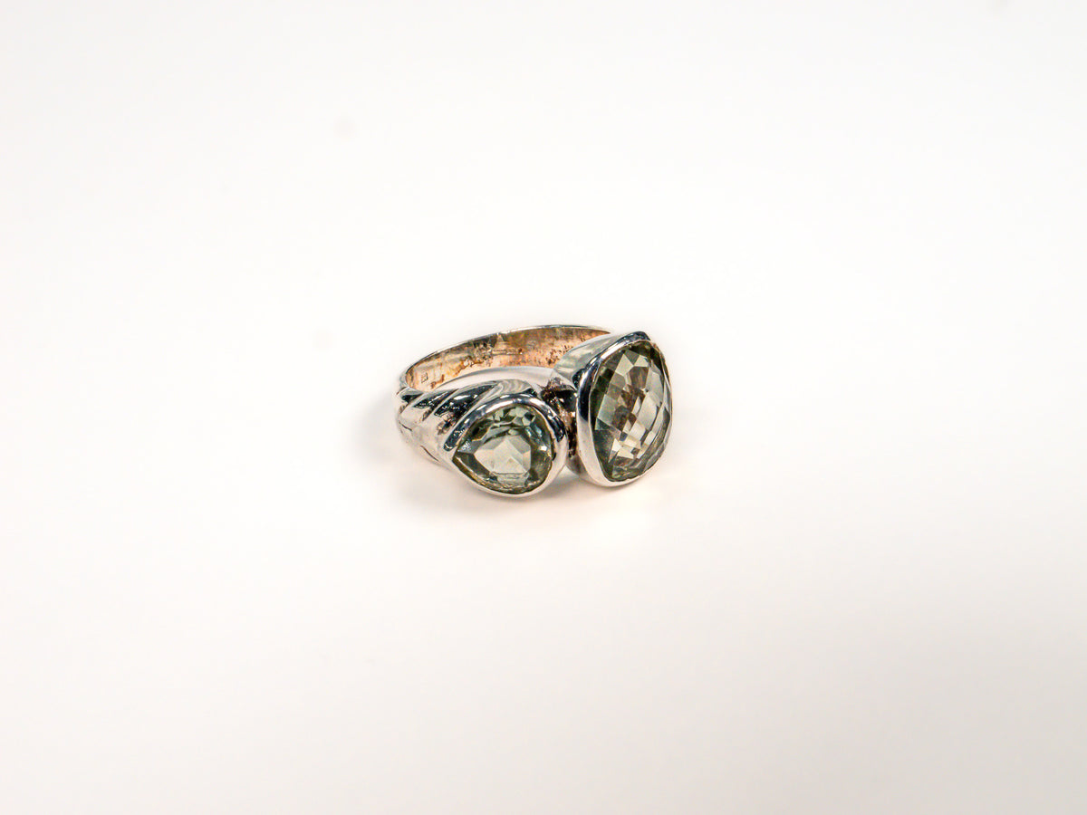 Inel din Argint 925 cu Ametist Verde #3 - Marime 8