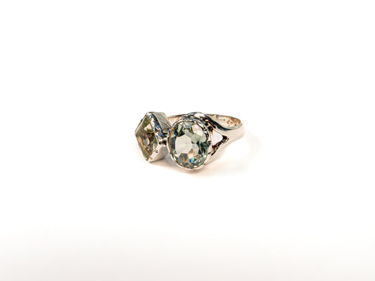 Inel din Argint 925 cu Ametist Verde - Marime 9