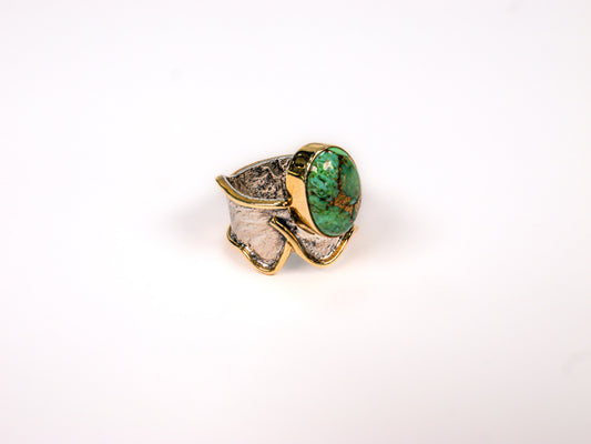 Inel din Argint 925 cu Turcoaz Verde - Marime 8